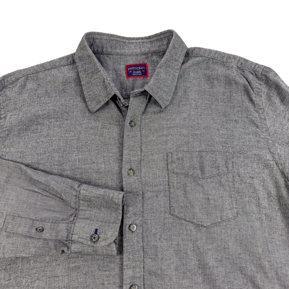 UNTUCKit Shirt Mens XL Gray Solid Twill Long Sleeve Button Down Casual Office
